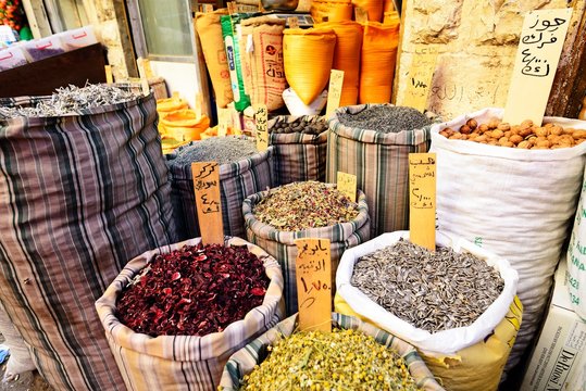 Spices at market, Amman, Jordan, Asia