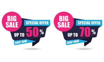 Special Offer Big Sale Sticker and Banner. Discount up to 50% off. Vector illustration - Vector
