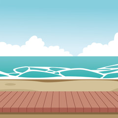 wooden beach landscape cartoon