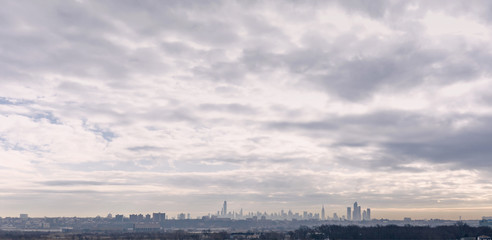 Distant New York City Skyline in Smog