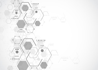 Fototapeta premium Molecular structure abstract tech background. Medical design. Vector illustration