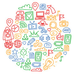 Business and communication. Social media vector illustration.