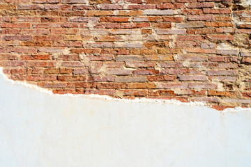 Cracked brick wall texture for background.