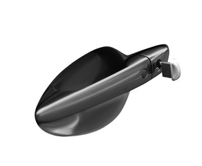 New modern car door handle with key on white background