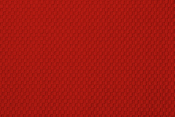 Fototapeta premium Textured bright red carpet as background, top view