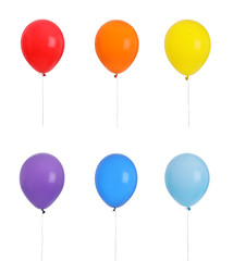 Set of bright colorful air balloons on white background