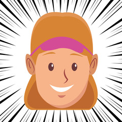 young woman face cartoon