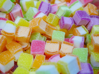  Sweet jelly coated with sugar. Sweet colorful jelly marshmallow coated with sugar 