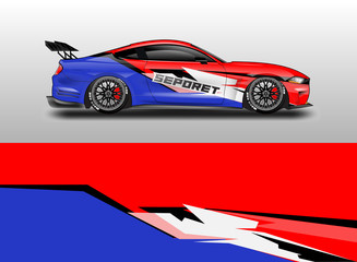 Naklejka premium Car decal wrap company designs vector . Livery wrap company , van , cargo, truck .