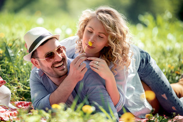 Lovely couple on the picnic