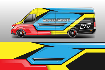 Car decal wrap company designs vector . Livery wrap company , van , cargo, truck .