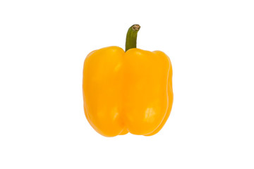 Yellow sweet pepper isolated on white background. View from side. Fresh vegetable