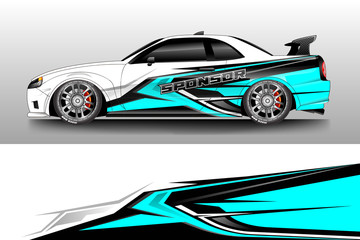 Fototapeta premium Decal car and car wrap vector, truck, bus, racing, service car, auto designs . Racing, Rally, Abstract background livery .