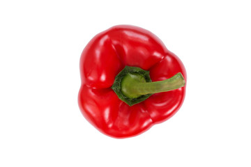 Red sweet pepper isolated on white background. Top view. Fresh vegetable