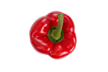 Red sweet pepper isolated on white background. Top view. Fresh vegetable