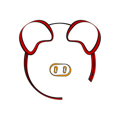 Outline of a pig head. Vector illustration design