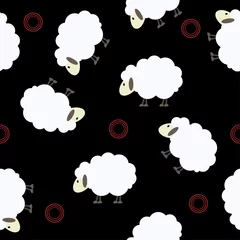 Foto op Canvas Cute seamless pattern with simple flat white sheep in scandinavian style.  Minimalist vector background for your design. © Marharyta