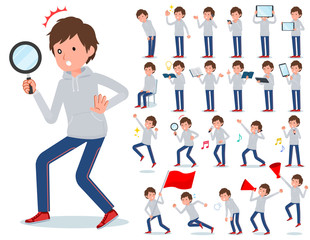 flat type men grey foodie sportswear_Action