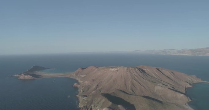 Aerial panoramic views of isla San Francisco, Baja California  Sur, Mexico. Sea of cortez.