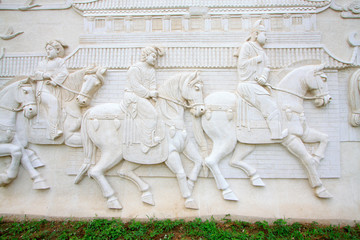 Stone carving works in the park