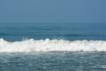 The landscape of nature.Waves in the Arabian sea at Arambol beach in North Goa.India    