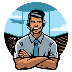 air traffic controller worker smiling © bazzier