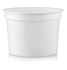 Plastic container for foodstuffs. Isolated on white background