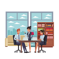 executive business coworkers cartoon