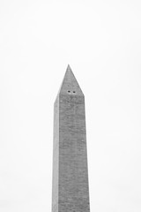 Black & white image of the Washington Monument, at the National Mall in Washington, DC