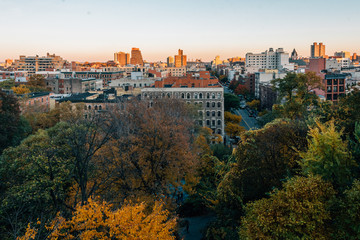 Obraz premium Autumn sunset view over Harlem from Morningside Heights in Manhattan, New York City