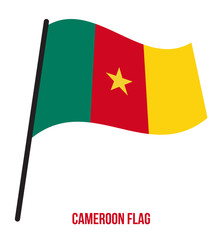 Cameroon Flag Waving Vector Illustration on White Background. Cameroon National Flag.