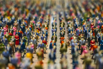Rows of miniature people