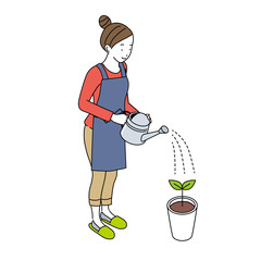 水をやるイラスト ジョウロ 水やり 成長 ビジネスコンセプト Wall Mural マツ