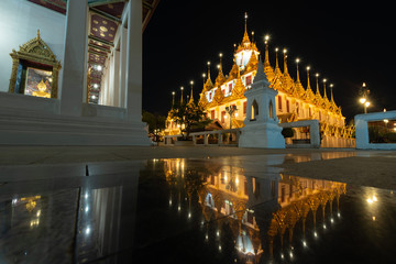 Wat Ratchanatdaram or Loha Prasat is the public temple It is the most tourist destination landmark in Bangkok Thailand