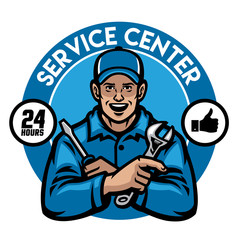 service center worker badge