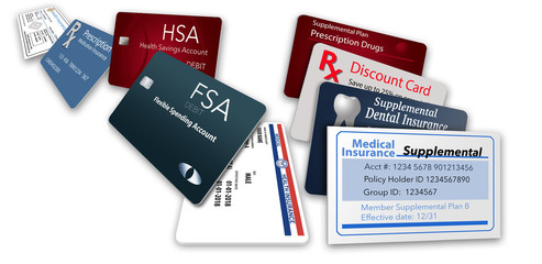 Here is an illustration with nine of the healthcare insurance cards you might be carrying.