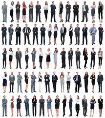 collage of young business people standing in a row.