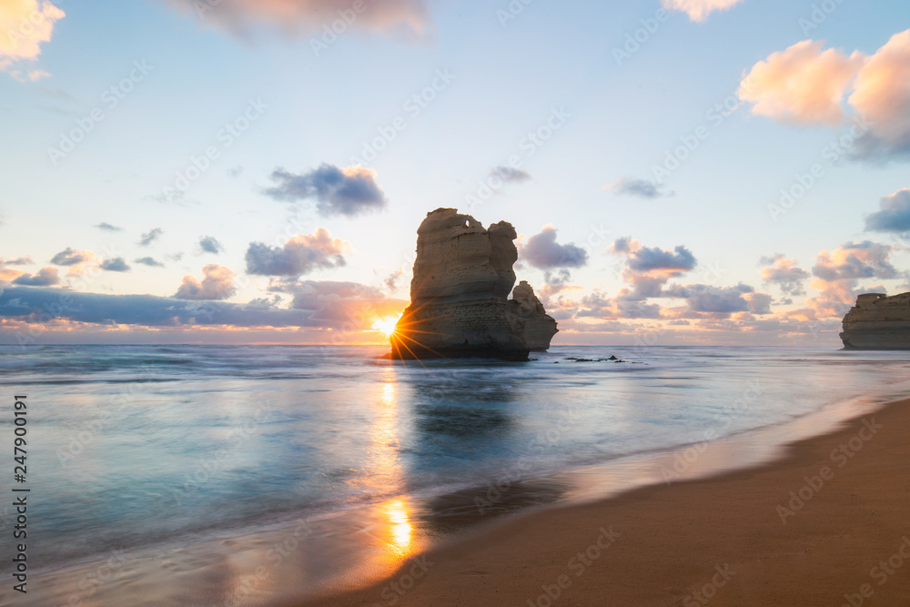 Canvas Prints sunset star at gibson's steps with a cloud in the sky.