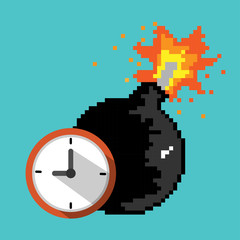 Time bomb icon. Deadline, explosion danger concept