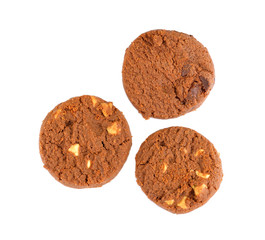 Homemade cookies. American chocolate chip cookies isolated on white background
