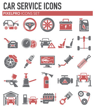 Car service icons set on white background for graphic and web design, Modern simple vector sign. Internet concept. Trendy symbol for website design web button or mobile app
