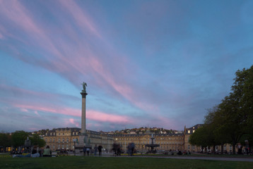 Fototapeta na wymiar Pillar with sunset beautiful sky