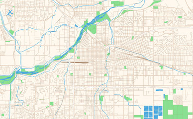 Obraz premium Bakersfield California printable map excerpt