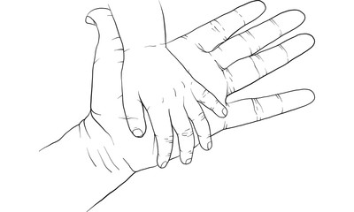 hand holding kid hand together vector