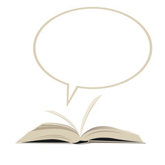open book with empty speech bubble