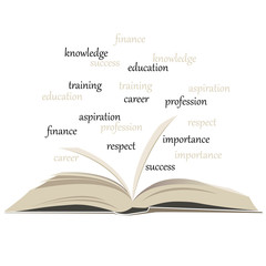 open book with words symbolizing success in education