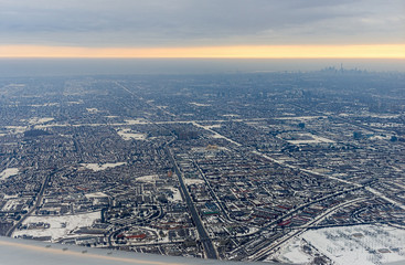 Aerial view of Toronto in winter