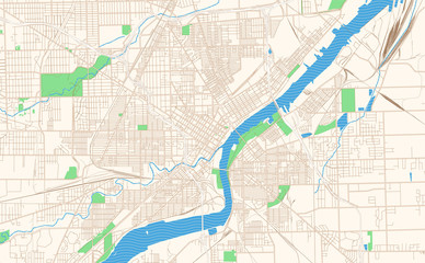 Toledo Ohio printable map excerpt - obrazy, fototapety, plakaty