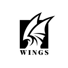 Stylized wings in square negative space icon