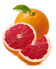 Fresh red grapefruit isolated on white background